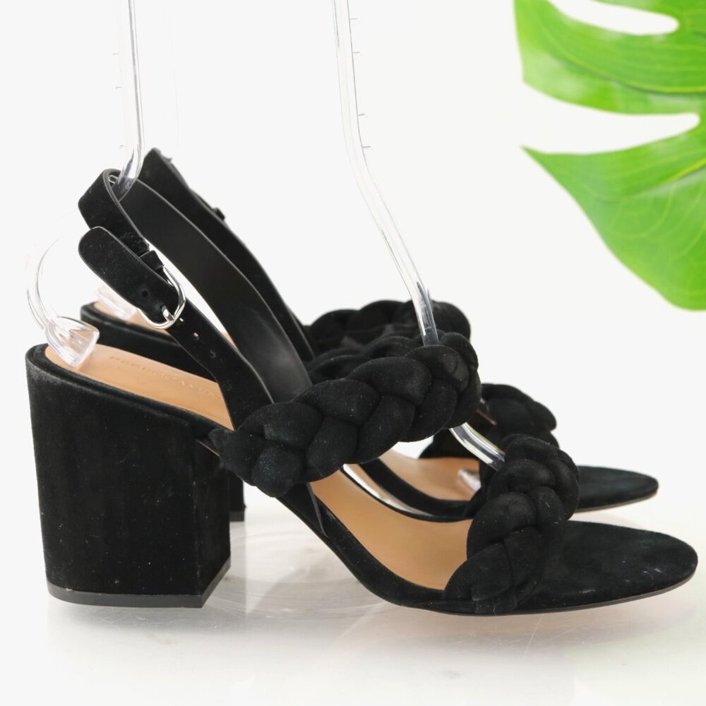 Rebecca Minkoff Womens Candace Sandals Size 10.5 Black Suede Braided Block Heels